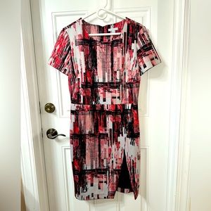 New York & Co Black White and Red Dress with Front Slit Size L